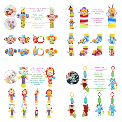 Wrist Rattles Foot Finder Rattle Sock Baby Toy, Hanging Rattle Toy, Arm Hand Bracelet Rattle, Feet Leg Ankle Socks, Activity Rattle Present Gift for Newborn Infant Babies Boy Girl Bebe (12 D)