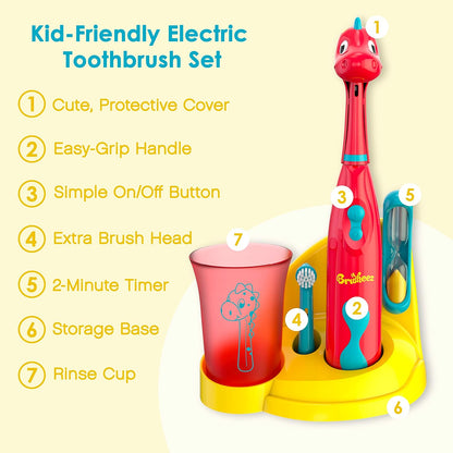 Brusheez Kids’ Electric Toothbrush Set - Safe & Effective for Ages 3+ - Parent Tested & Approved