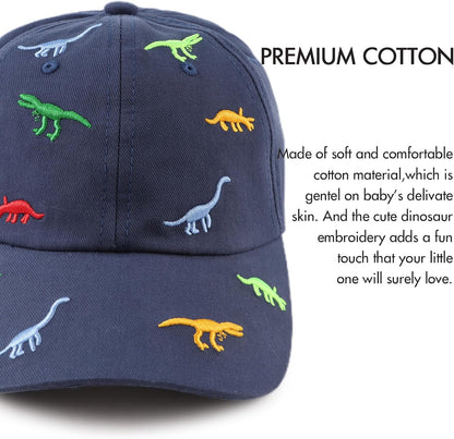 JANGANNSA Dinosaur Boys Girls Caps Embroidery Baby Baseball Caps Cotton Infant Toddler Kids Hat Spring Summer Autumn 2-6Y