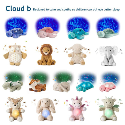 Cloud b Ocean Projector Nightlight with White Noise Soothing Sounds | Adjustable Settings and Auto-Shutoff | Tranquil Whale Family - White