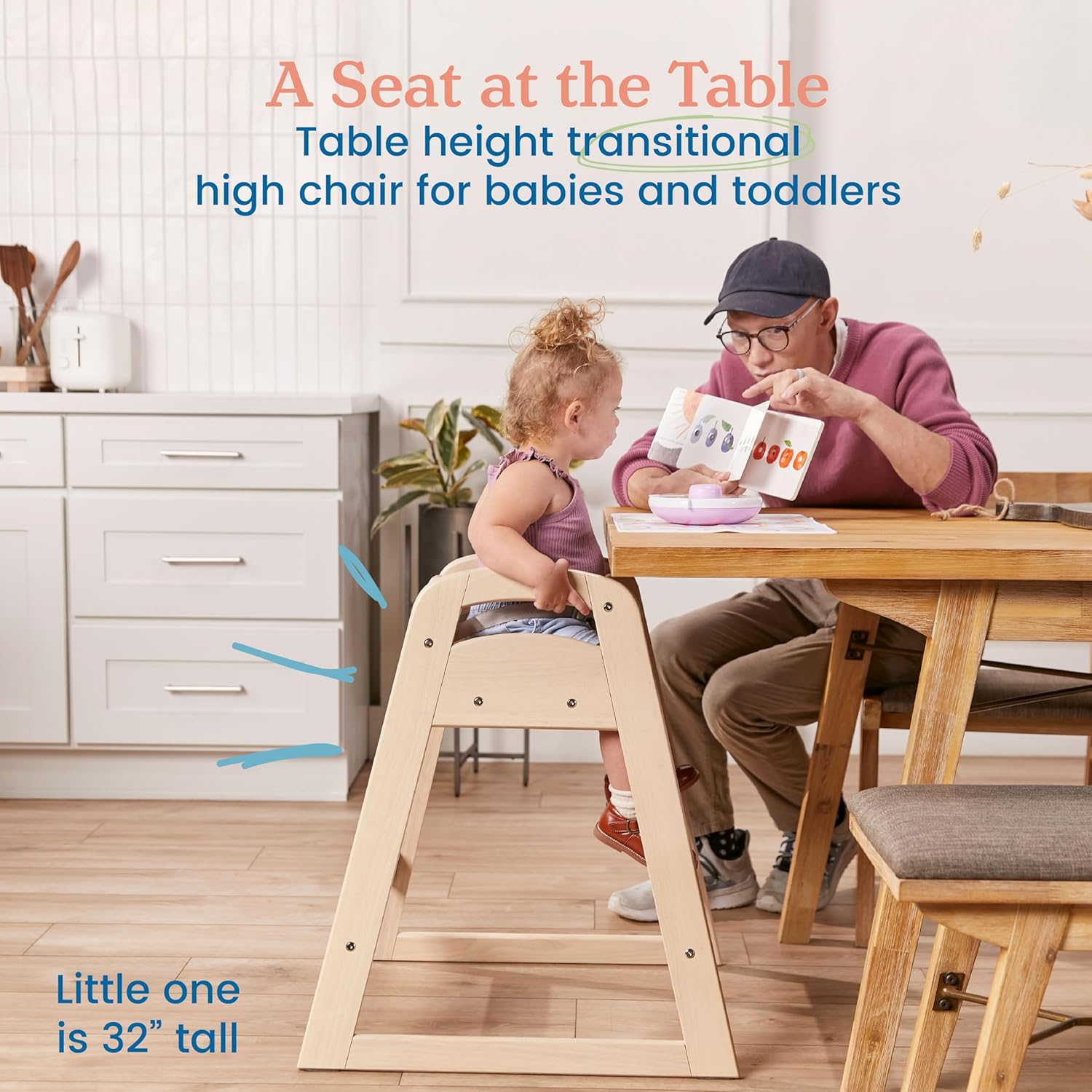 ECR4Kids ASATT High Chair, Toddler Chair, Antique White