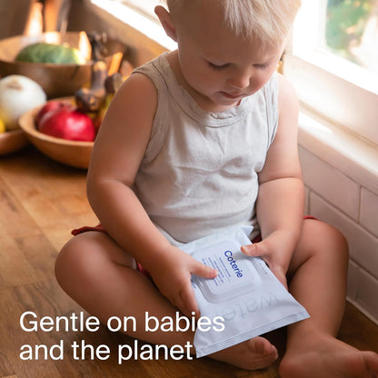 Coterie Baby Travel Size Wipes for Sensitive Skin, Plant-Based and Plastic-Free Fibers, 99% Water, Hypoallergenic, pH Balanced, Unscented, Clean and Gentle Baby Essentials, 16 Travel Packs, 288 Count