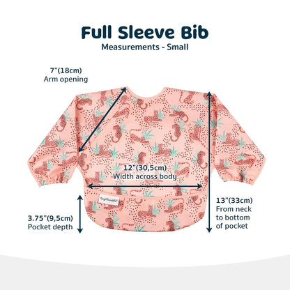 Tiny Twinkle Mess Proof Baby Bib,Waterproof Smock Baby Bib for Eating,Machine Washable Long Sleeve Bib,Baby Led Weaning,Toddler Bib (Leopard, Small 6-24 Months)