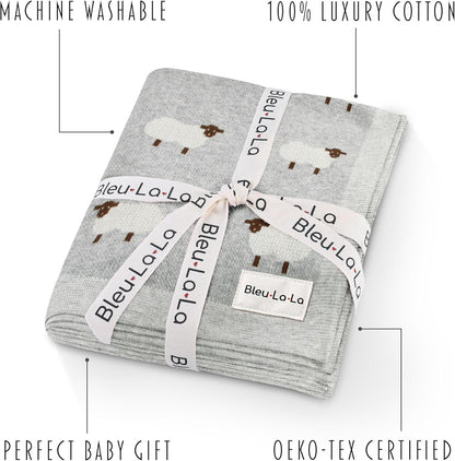 Knit Baby Swaddle Blanket - 100% Cotton Soft Cozy Lightweight Unisex Receiving Swaddling Crib
