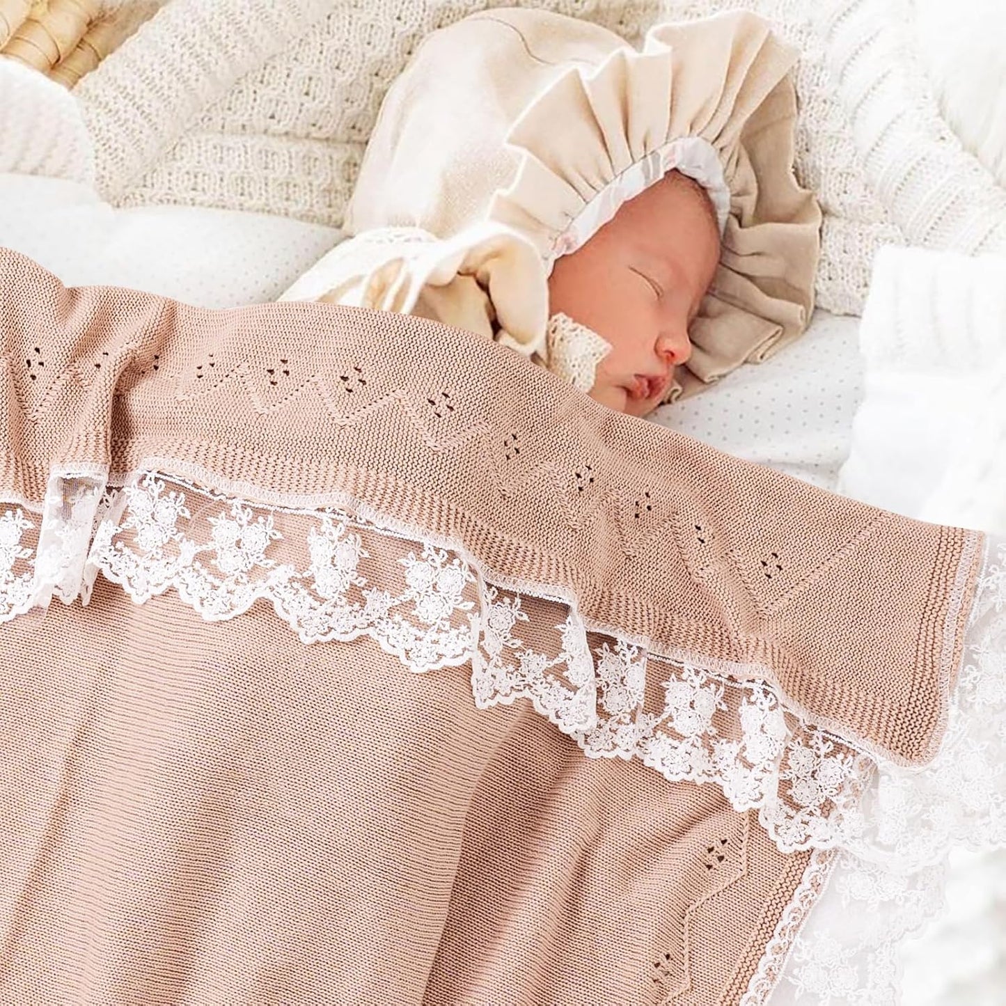 Booulfi Baby Blanket for Girl Toddler Newborn Swaddle Receiving Knit Cotton Blanket Throw Blanket
