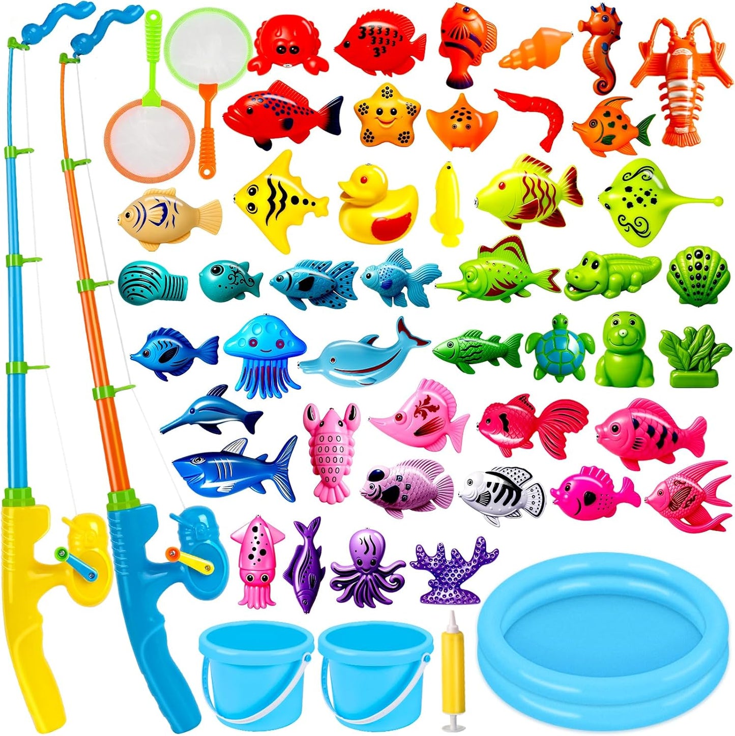 CozyBomB™ Magnetic Fishing Toys Game Set for Kids | Water Table Bathtub Kiddie Pool Party & Pole
