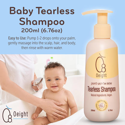 Oeight Tearless Baby Shampoo, Hypoallergenic & Dermatologically Tested Baby Shampoo, 100% Natural