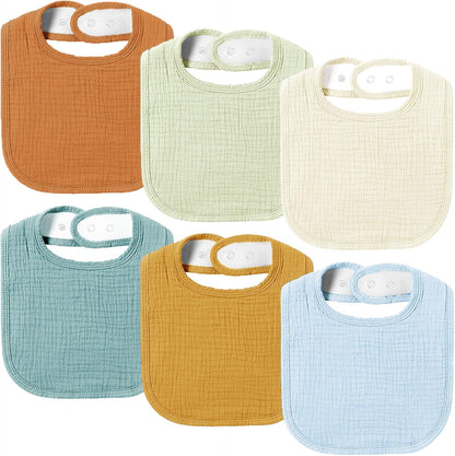 AMAWMW Muslin Baby Bibs for Unisex Boys Girls 6Pack Baby Bandana Drool Bibs Adjustable Newborn Bib for Drooling & Teething