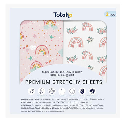 TotAha Changing Pad Cover, Buttery Soft Diaper Changing Pad Covers for Girls Boys, Super Stretchy Jersey Knit Changing Table Covers, 5'' Deep Pocket, 2 Pack