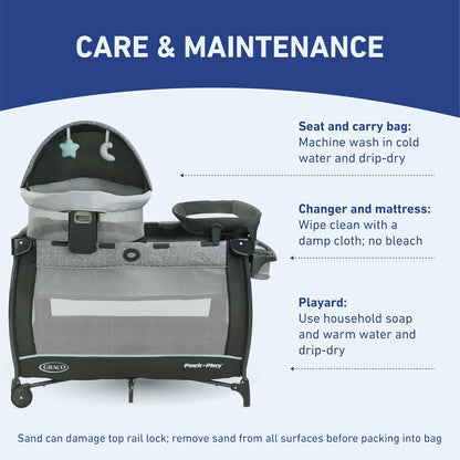 Graco Pack n Play Dome LX Playard with Baby Bassinet, Lightweight Portable Crib, Push-Button Fold