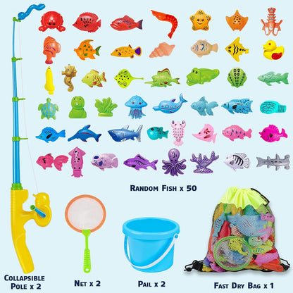 CozyBomB™ Magnetic Fishing Toys Game Set for Kids | Water Table Bathtub Kiddie Pool Party & Pole