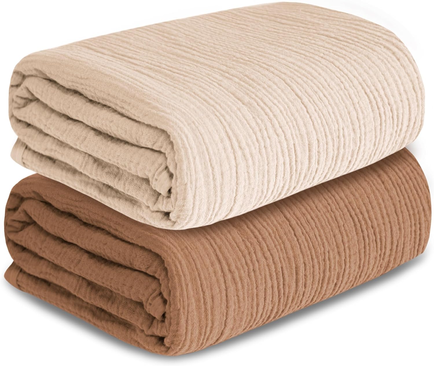 Muslin Swaddle Blankets for Newborn, 2 Pack Breathable Soft Receiving Blanket, Large 41 x 41 inches