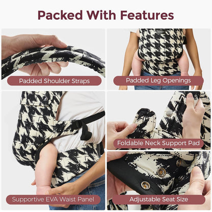 Momcozy Baby Carrier - Ergonomic, Cozy and Lightweight Carrier for 7-44lbs, Effortless to Put On, Ideal for Hands-Free Parenting, Enhanced Lumbar Support, Purehug for Infant to Toddler, Houndstooth