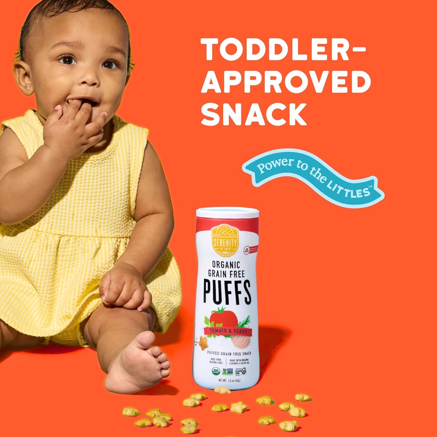 Serenity Kids 6+ Months Grain-Free Allergen-Safe Puffs for Toddlers & Babies - No Grains, Gluten