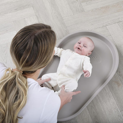 Squishy Changing Mat - Baby Changing Diaper Pad, Wipeable Easy-to-Clean Nappy Station, Warm-to-Touch Surface, Non-Slip Base, No Covers Needed - Taupe