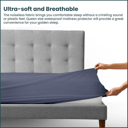 Greaton,Zippered Mattress Protector Cover, Waterproof, Easy to Clean, Fits Mattress up to 7-Inch, Twin, Blue