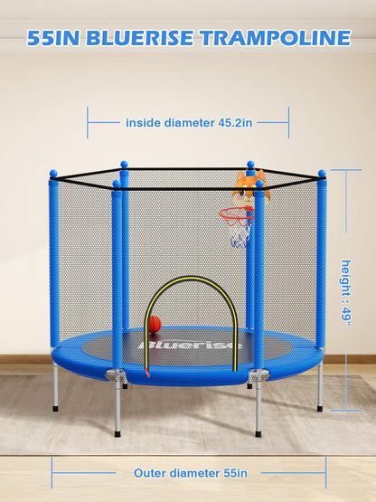 BLUERISE 55IN Indoor/Outdoor Toddler Trampoline for Kids Blue