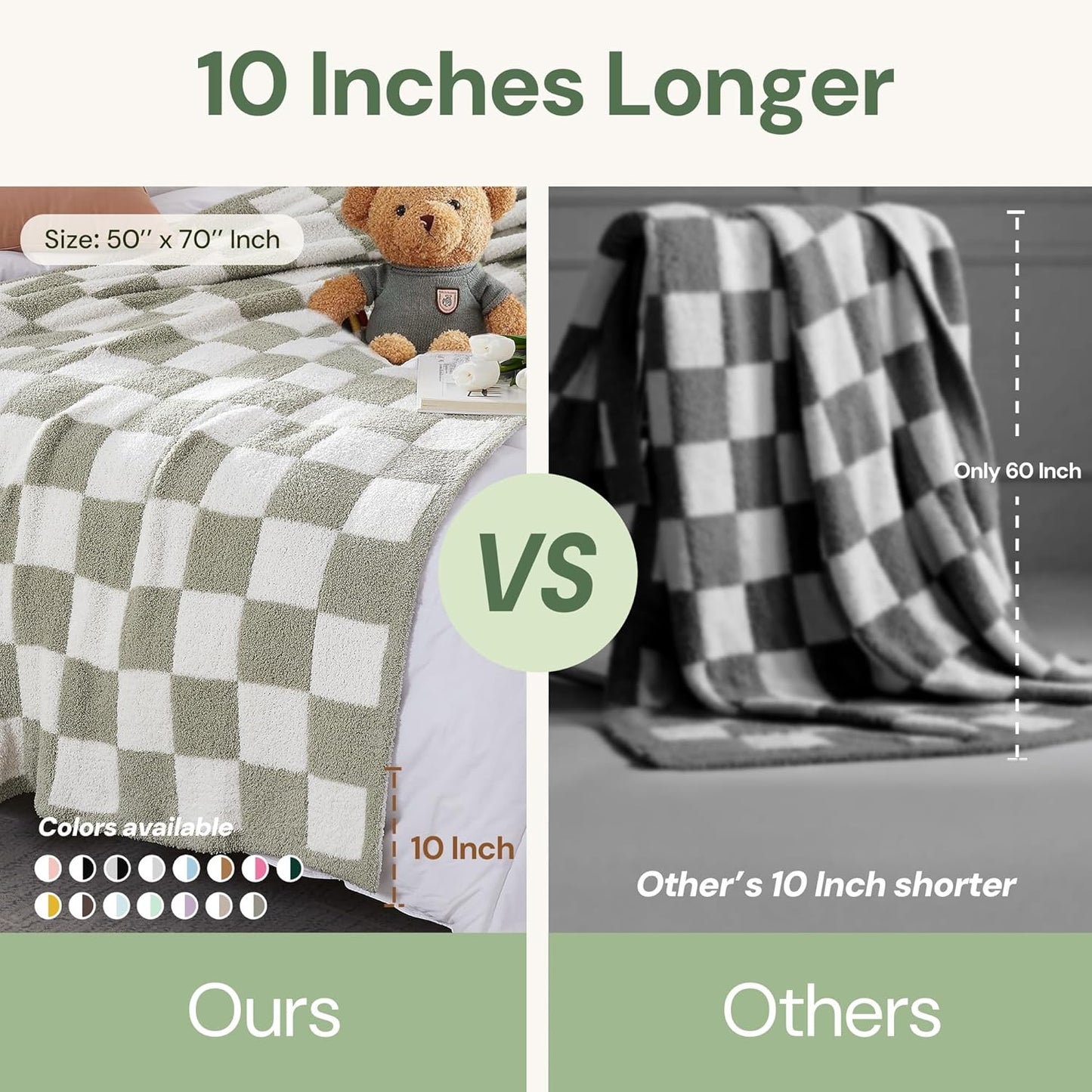 WRENSONGE Checkered Throw Blanket, Taupe Soft Cozy Fluffy Warm Hand Made Throw Blankets for Couch