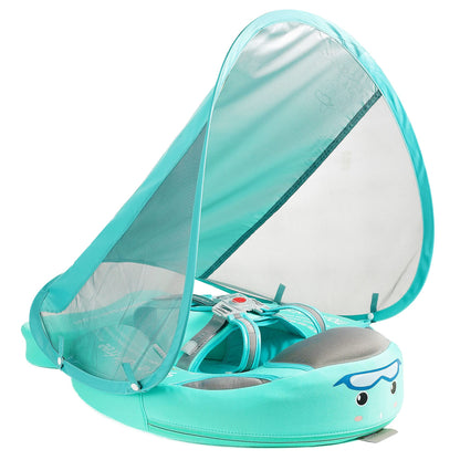 Mambobaby Float with Canopy – Baby Swim Float with Tail, New Upgraded Non-Inflatable Solid Baby
