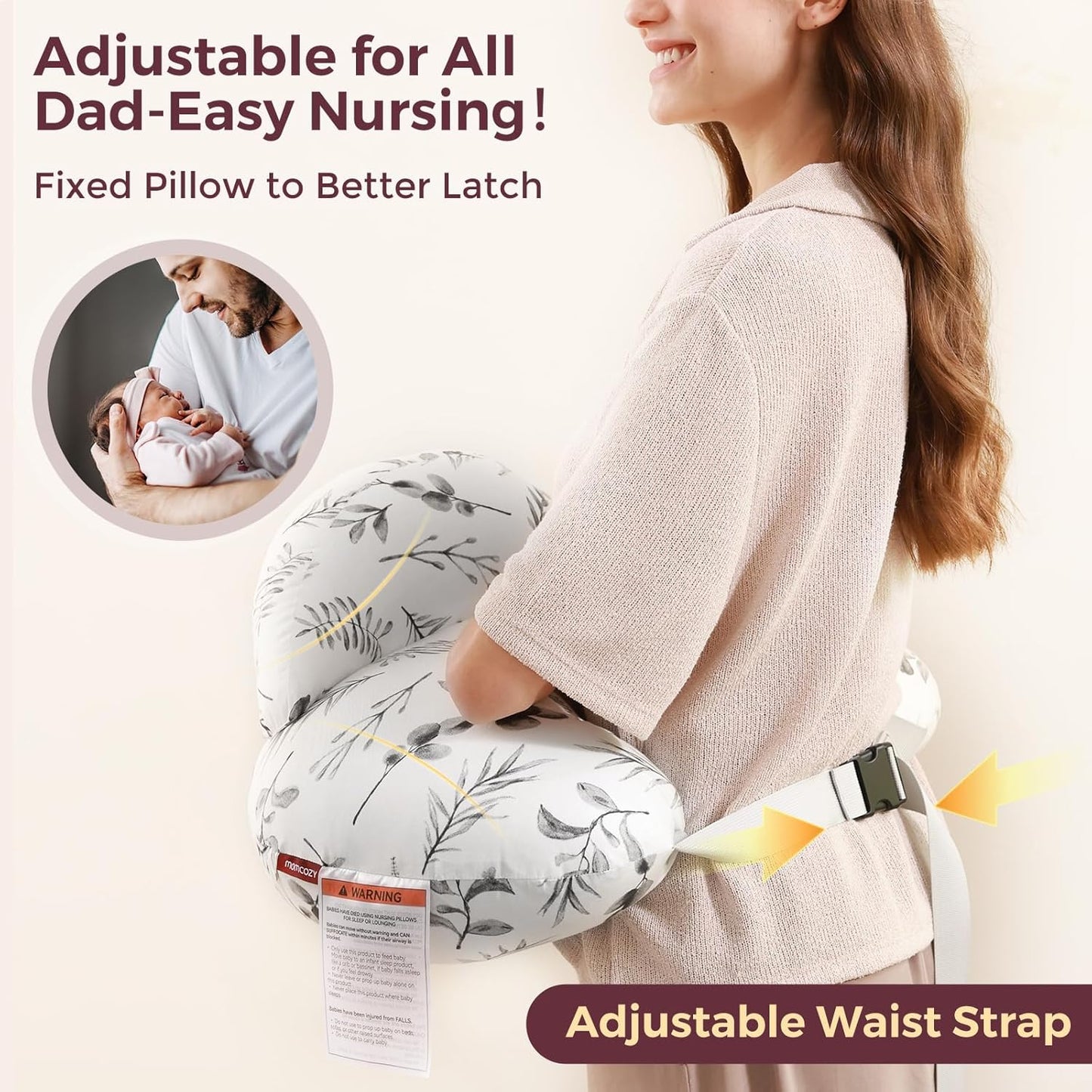 Momcozy Pioneering Safety Fence Nursing Pillow for Breastfeeding- Wider Feeding Pillows for More