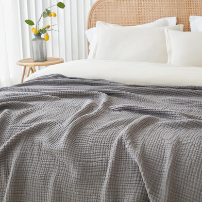 EMME Cotton Blanket Twin XL for Bed Soft Muslin Blankets 66"x90" Lightweight Breathable Layering Bedspread Coverlet All Season Gauze, Grey