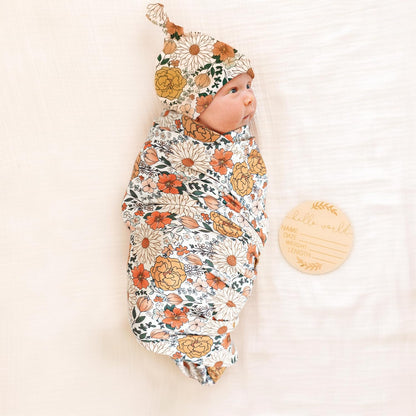Konssy Baby Girl Newborn Receiving Blanket with Matching Headband and Beanie Set Baby Swaddle Nursery Swaddle Wrap