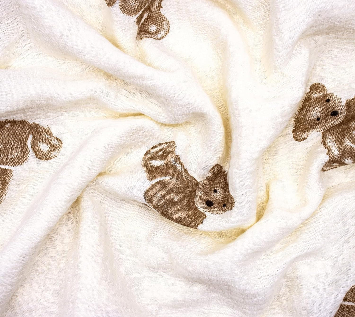 Baby Blanket Double Layer Cotton 40 x 40 Soft Receiving Blanket with Pattern Machine Washable Brown