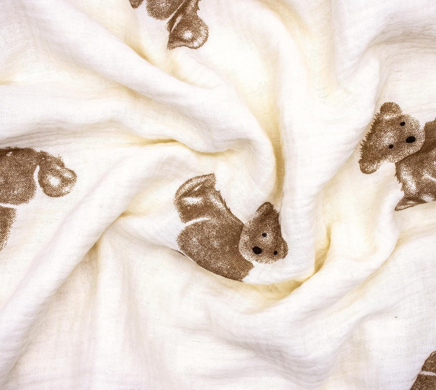 Baby Blanket Double Layer Cotton 40 x 40 Soft Receiving Blanket with Pattern Machine Washable Brown