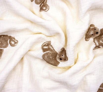 Baby Blanket Double Layer Cotton 40 x 40 Soft Receiving Blanket with Pattern Machine Washable Brown