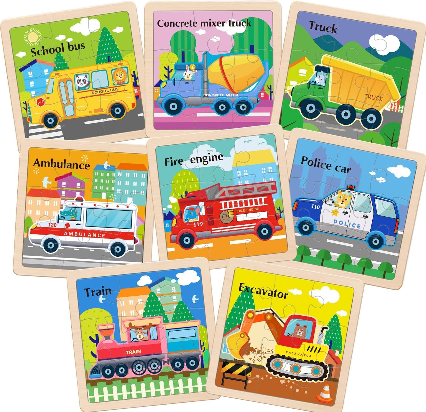 Wooden Puzzles for Toddlers 2-4, 9 Pieces Vehicle Jigsaw Puzzles for Kids Ages 3-5, Toddler Toys for 2-4 Preschool Learning Activities, Learning & Educational Toys, Gifts for Boys, Girls