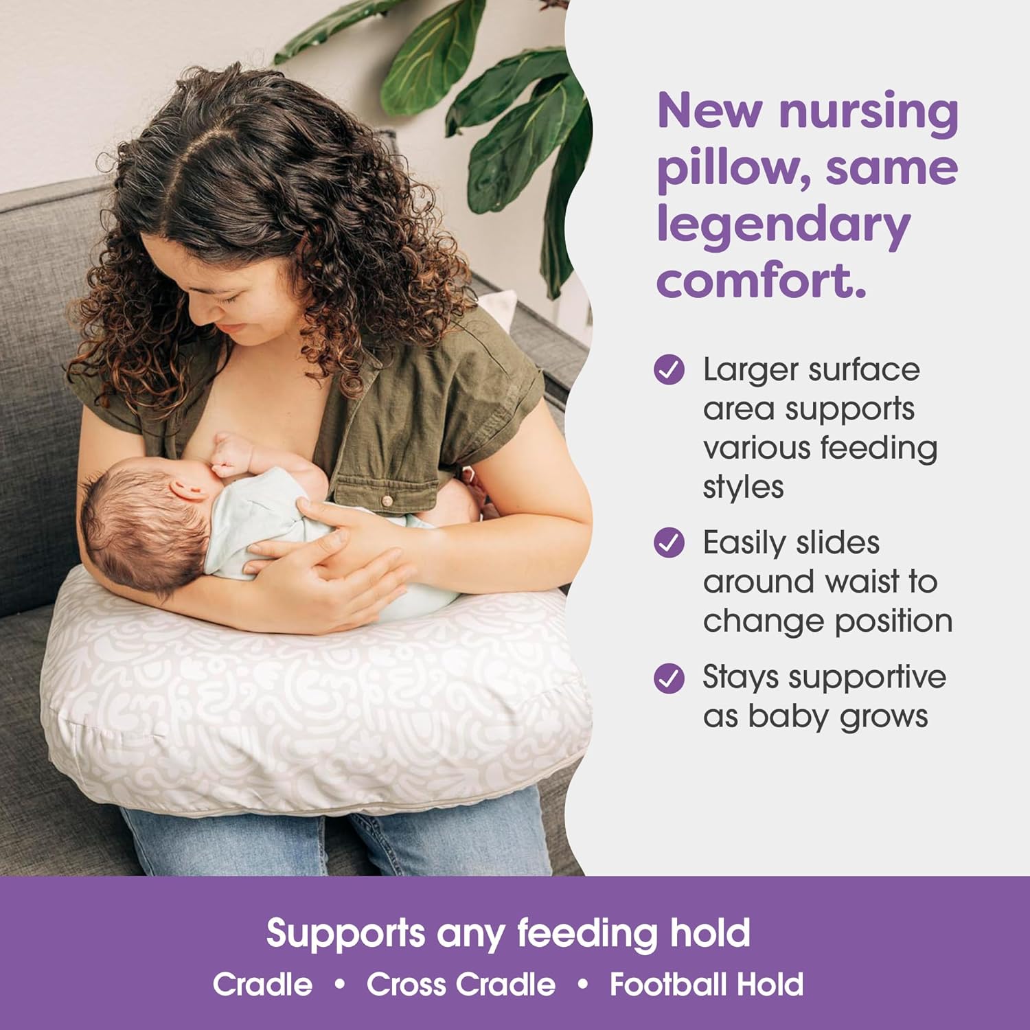 Boppy Nursing Pillow - Ergonomic Bottle & Breastfeeding Pillow with High, Firm, Large Area