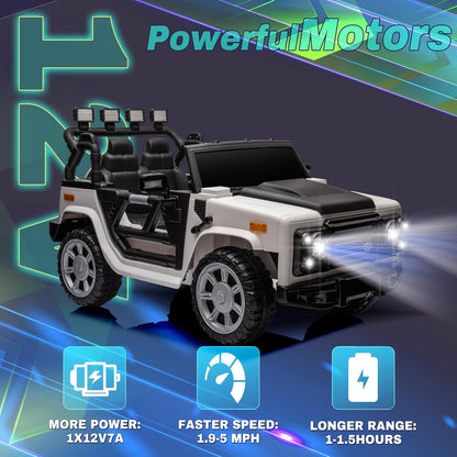 12V SUV 5MPH 2-Seater Ride on Toys, Ride-on Truck Toy w/Parent Remote,4W/2D 3-Speed Kids Electric Vehicles with Motor,Spring Suspension,LED,Music (12V Electric Ride on Truck SUV)