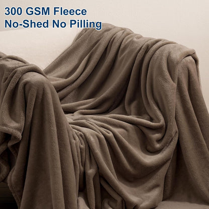 PHF Ultra Soft Fleece Blanket Queen Size, No Shed No Pilling Luxury Plush Cozy 300GSM Lightweight