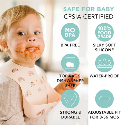 Loulou Lollipop Soft, Waterproof Silicone Feeding Bib for Babies and Toddlers