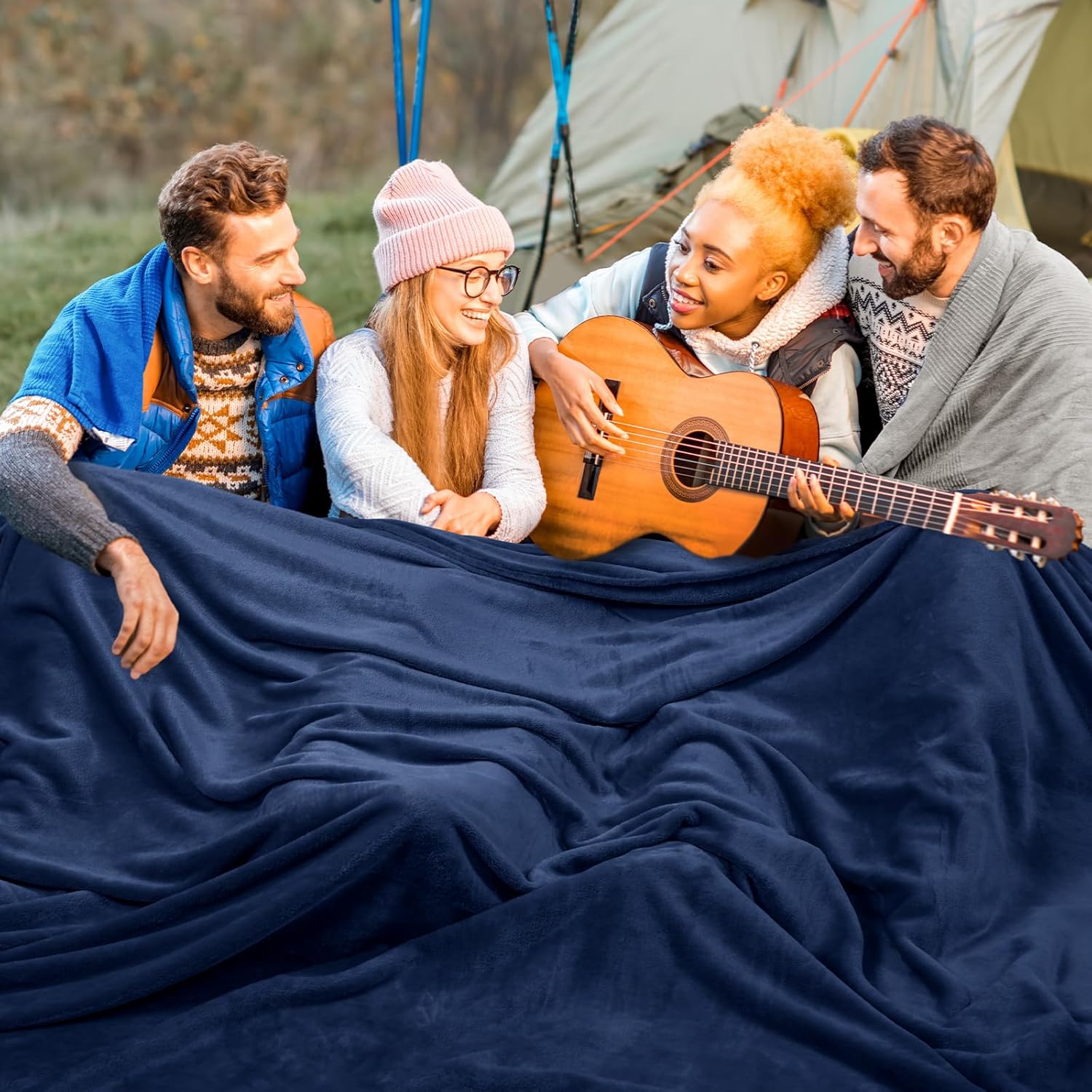 PHF Oversized King Fleece Blanket 120"x120", No Shed No Pilling Big Soft Blanket, Extra Large 10'x