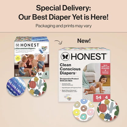 The Honest Company Clean Conscious Diapers for Delicate Skin | Up to 100% Leakproof |