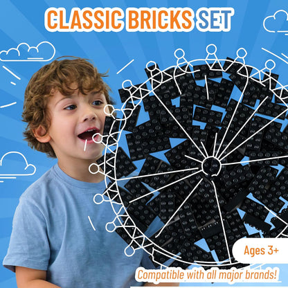 Strictly Briks Classic Bricks Starter Kit - 96-Piece Black 2x4 Set - Compatible with Major Brick Brands - Building Blocks for Ages 3+ - Encourages Creativity & Imagination