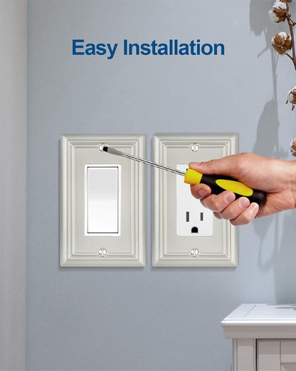 4-Pack Decorator Wall Plate, for Dimmer Switch, GFCI Outlet and Receptacal, Satin Nickel Outlet Cover, Midsize, A031 Series
