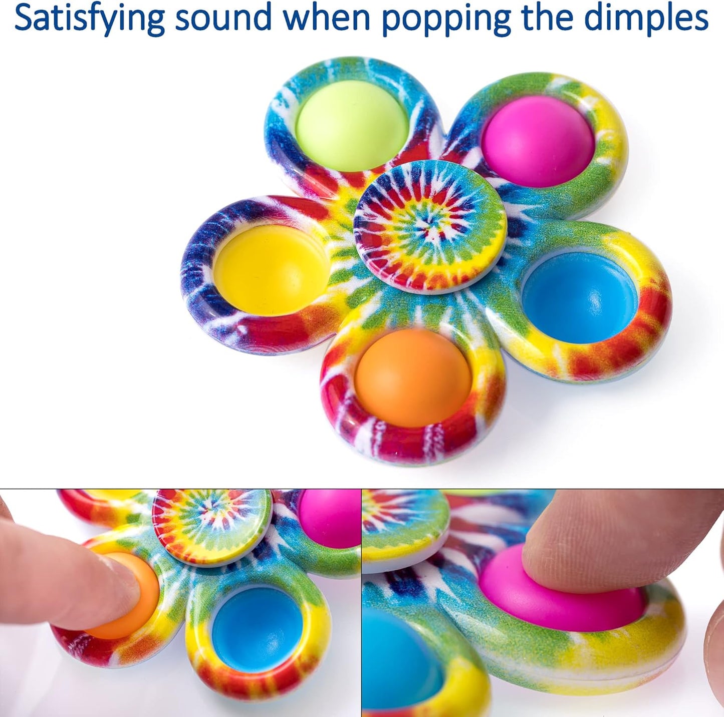 Nutty Toys Fidget Spinner Dimple Popper Sensory Toy - Top Stress & Anxiety Relief Gifts 2024 Unique Christmas Stocking Stuffers Idea for Toddler Kids & Adults Best Teen Girl Teenage Boys Tween Present