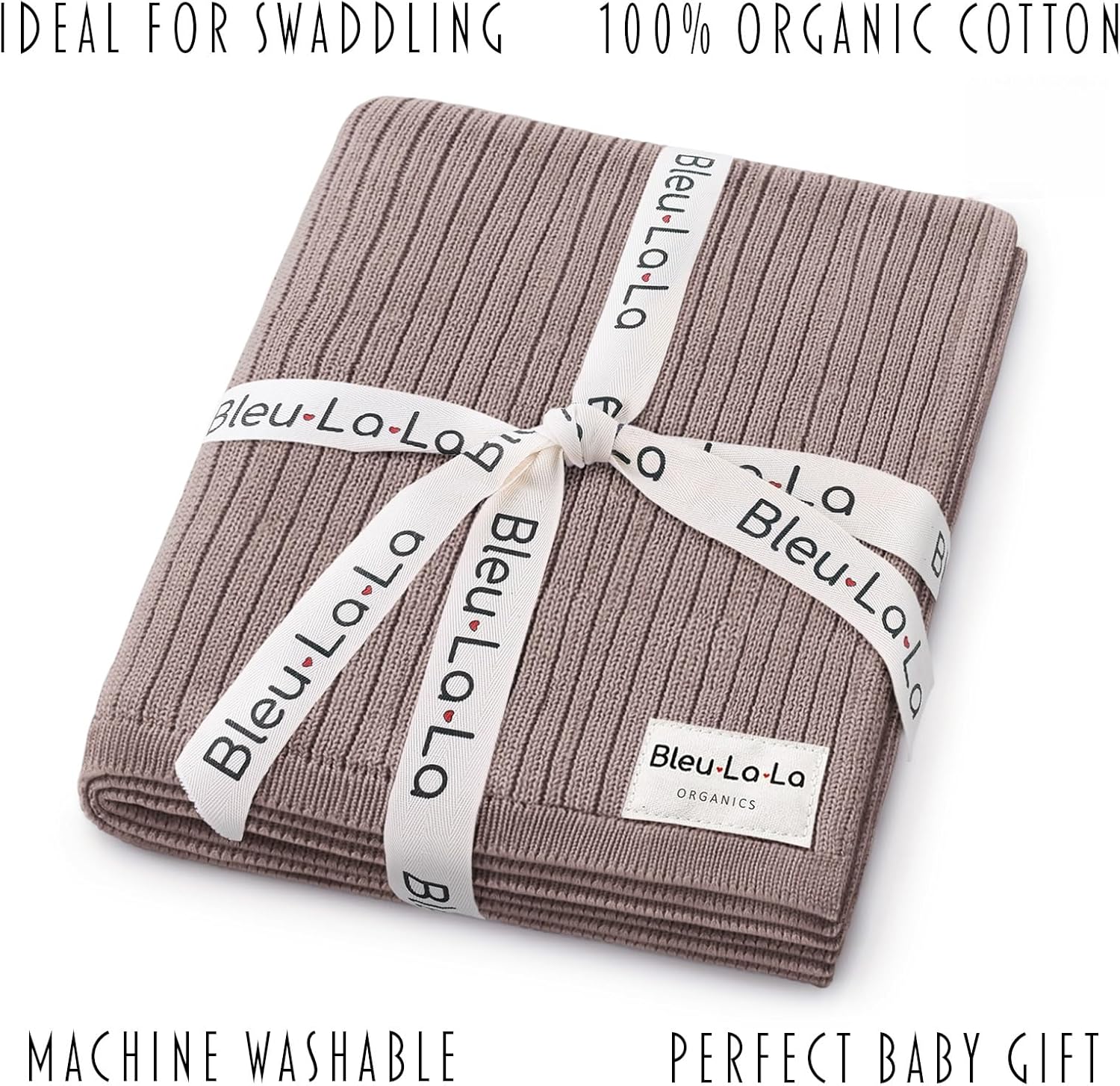 Organic Ribbed Swaddle Blanket for Boys & Girls - 100% Luxury Organic Soft Cotton Knit Warm Cozy