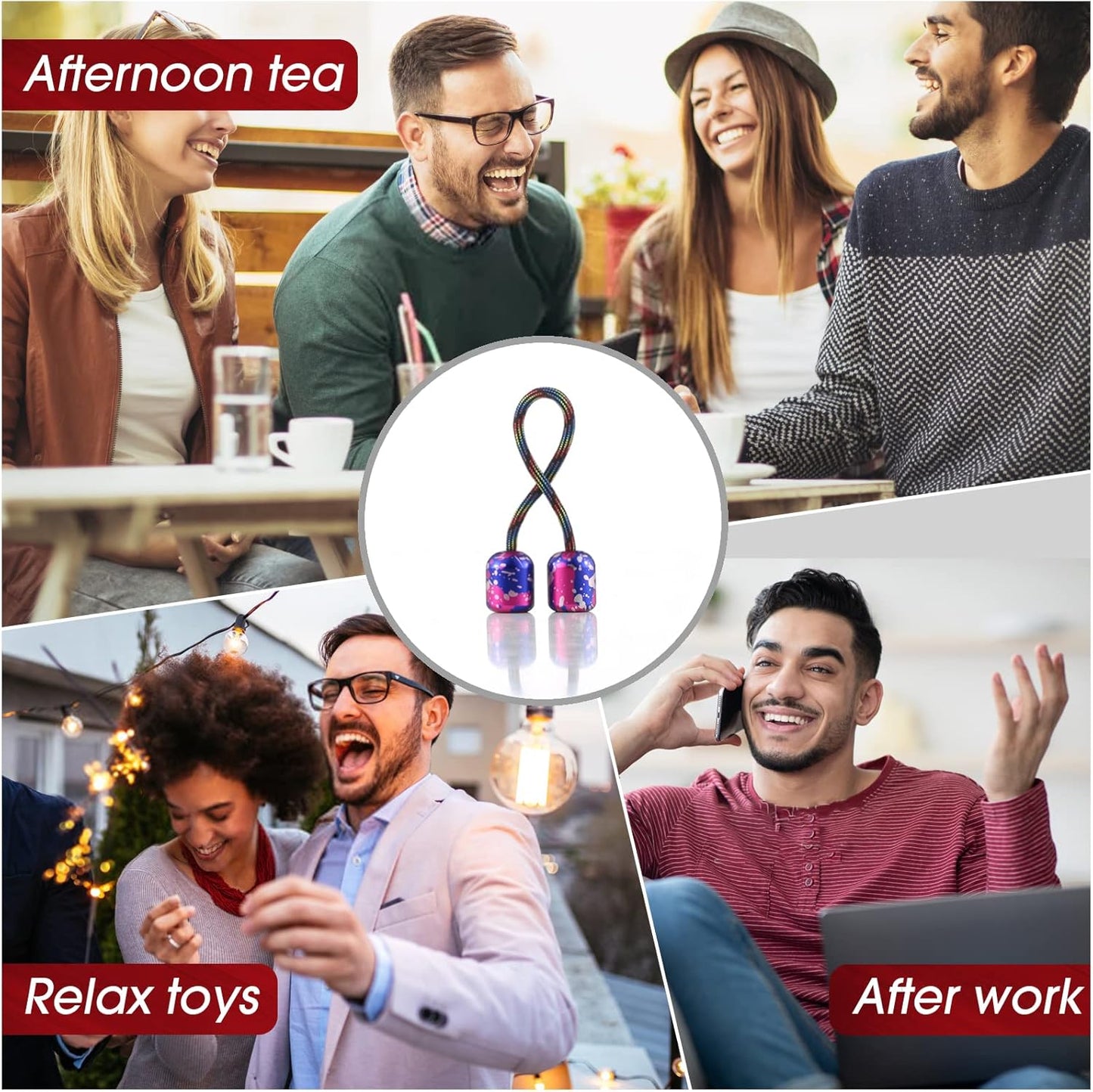 Begleri Fidget Beads - Worry Fidget Beads Spin & Bump - Made of Aluminum Alloy - Creates a Bit of Magic for You (UFO-Purple&Blue)