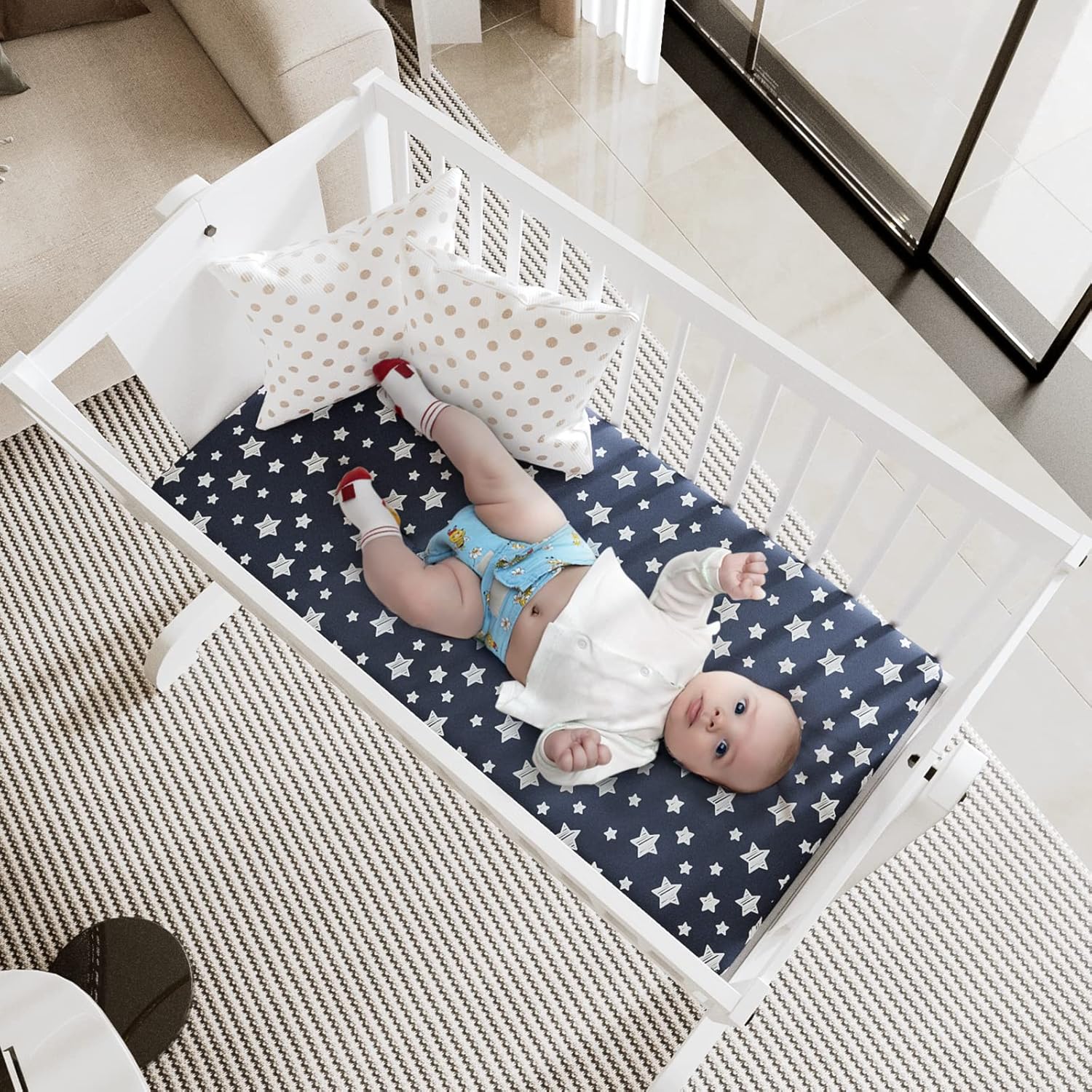 Bassinet Sheets Set 4 Pack for Baby Boy, Universal Fit for Oval, Hourglass and Rectangular