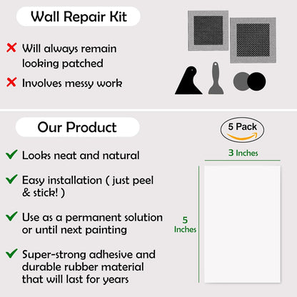 Rubber Bond Self-Adhesive Rubber Wall Outlet Cover Plate 5 Pack - Easy to Apply Peel & Stick Drywall Hole Patch - 5x3 Inch Screwless Blank Wall Plate Cover - Premium Rubber Wall Hole Cover (White)