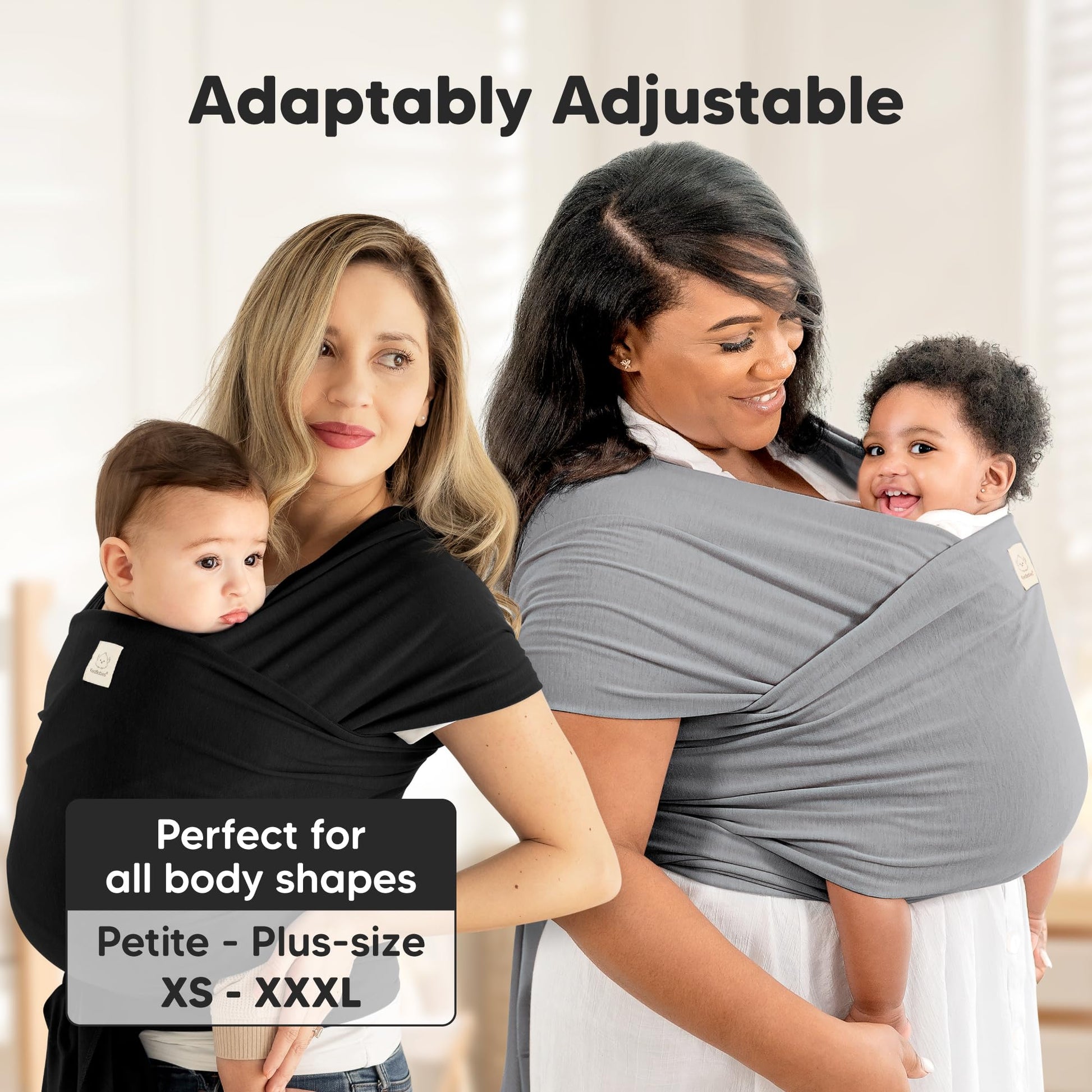 KeaBabies Baby Wrap Carrier, All in 1 Original Baby Carrier (Stone Gray)