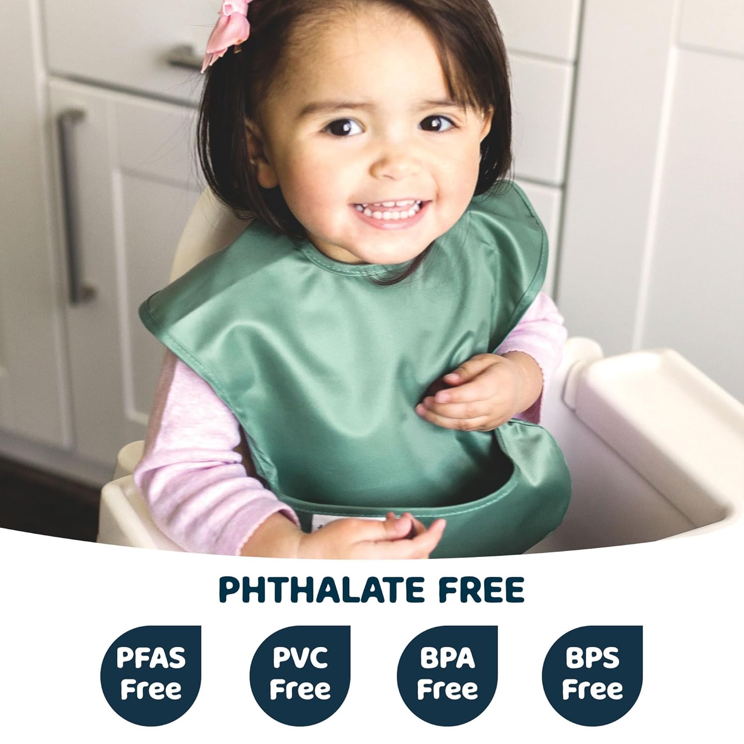 Tiny Twinkle Mess Proof Baby Bibs for Eating - Waterproof, Wipeable Bibs - Toddler Bibs - Travel