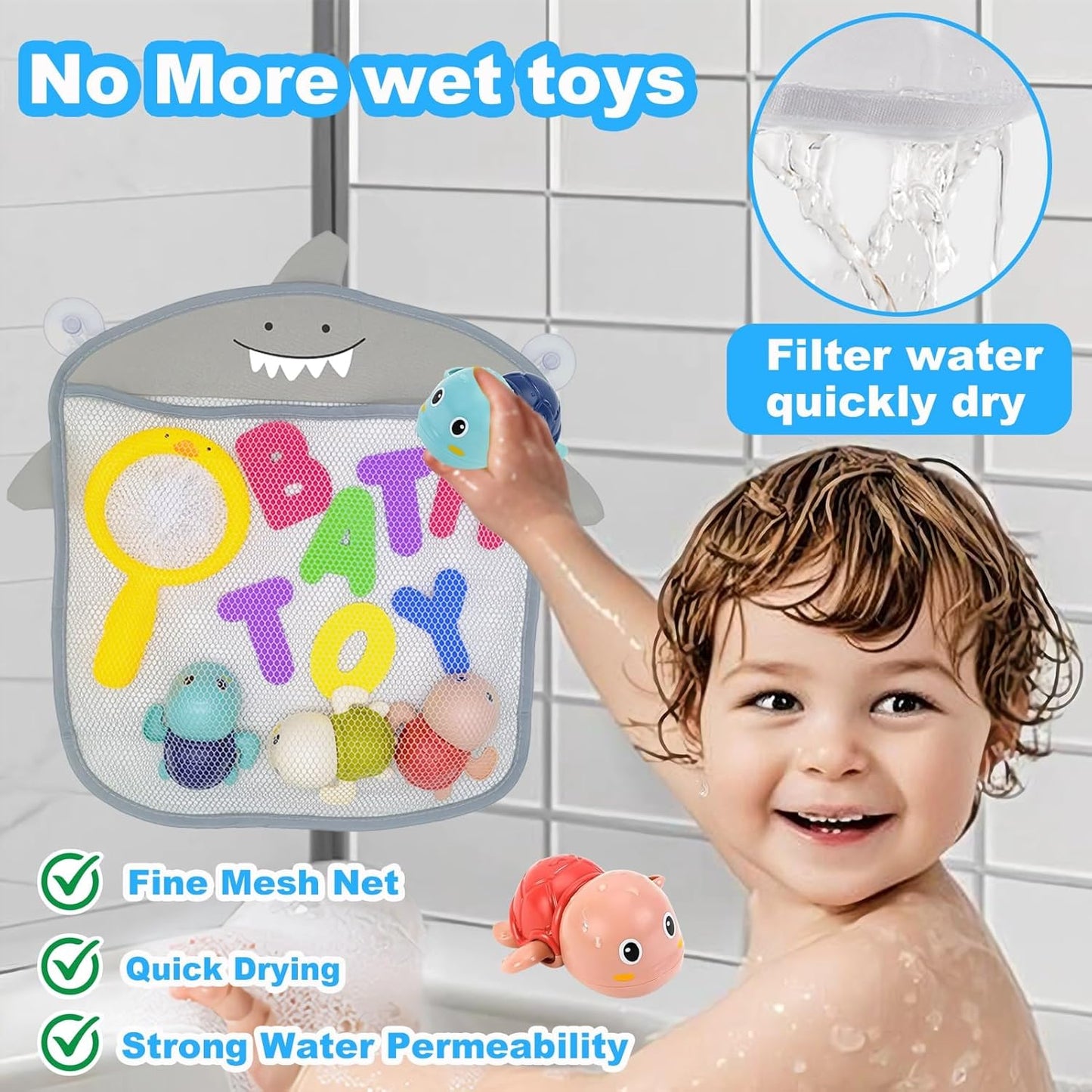 Bath Toys for Kids Ages 1-3 - Baby Water Table Pool Toys For Toddlers Mold Free Wind-Up Turtle Toy