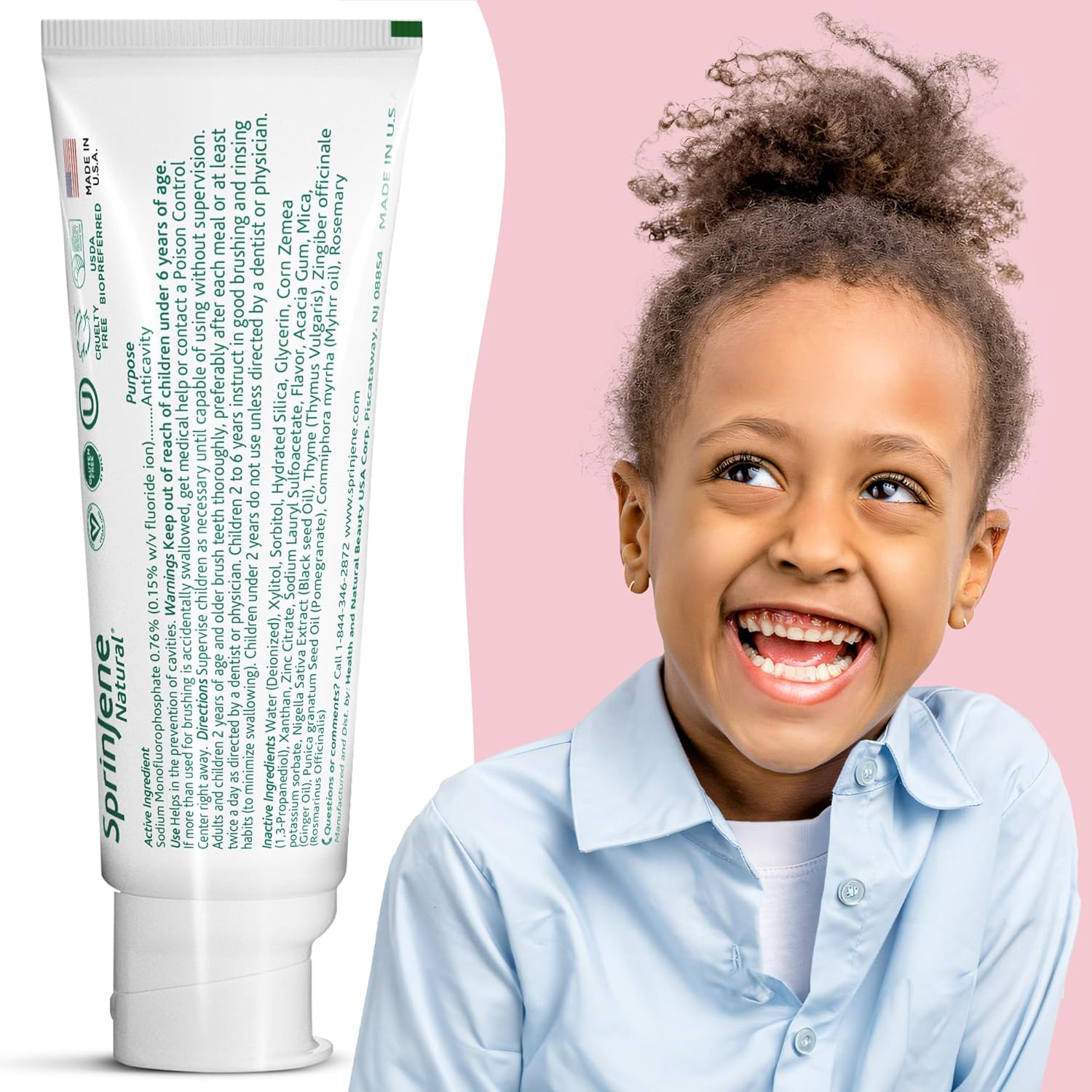 SprinJene Natural Kids Toothpaste, Strawberry | Natural Children’s Toothpaste | Fluoride Free