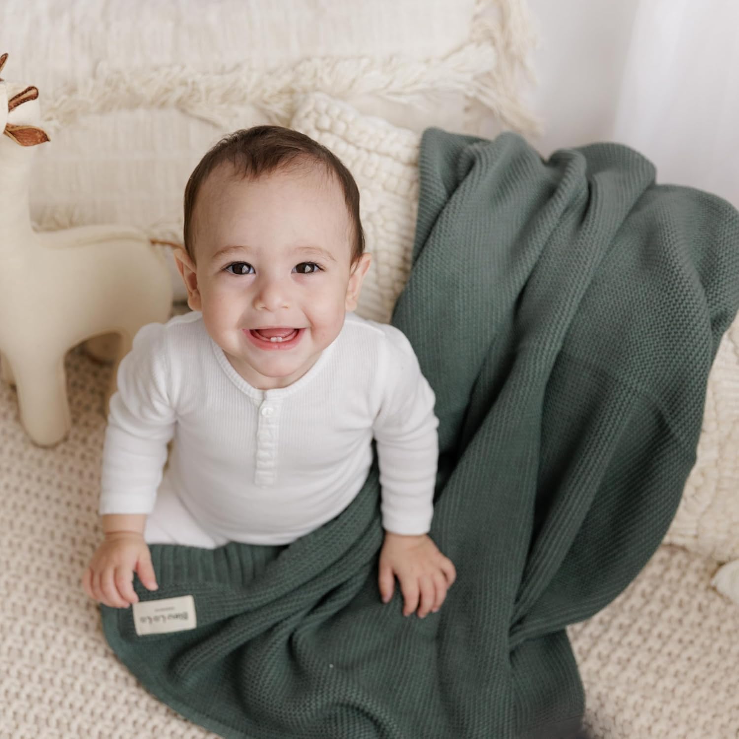 Heritage Knit 100% Organic Cotton Baby Swaddle Blanket for Boys and Girls - Soft Warm Cozy Unisex