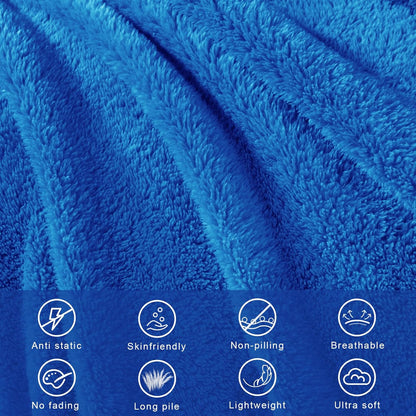 Exclusivo Mezcla Queen Size Flannel Fleece Blanket, Super Soft Velvet Plush Bed Blanket, Fuzzy Cozy and Warm for All Seasons, 90x90 Inches, Cobalt Blue