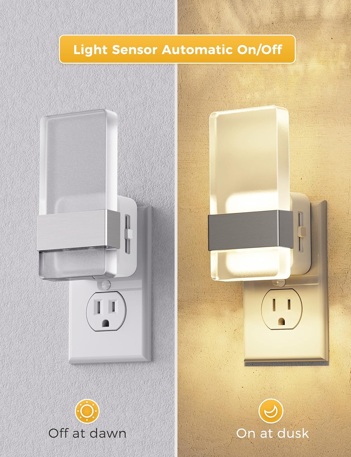 L LOHAS LED Night Light, Night Lights Plug Into Wall [2 Pack], Dusk-to-Dawn Sensor Decorative Night Light, 0-100LM Dimmable Nightlights, Wall Sconce-Style Acrylic Nitelight for Bathroom, Hallway,Gift